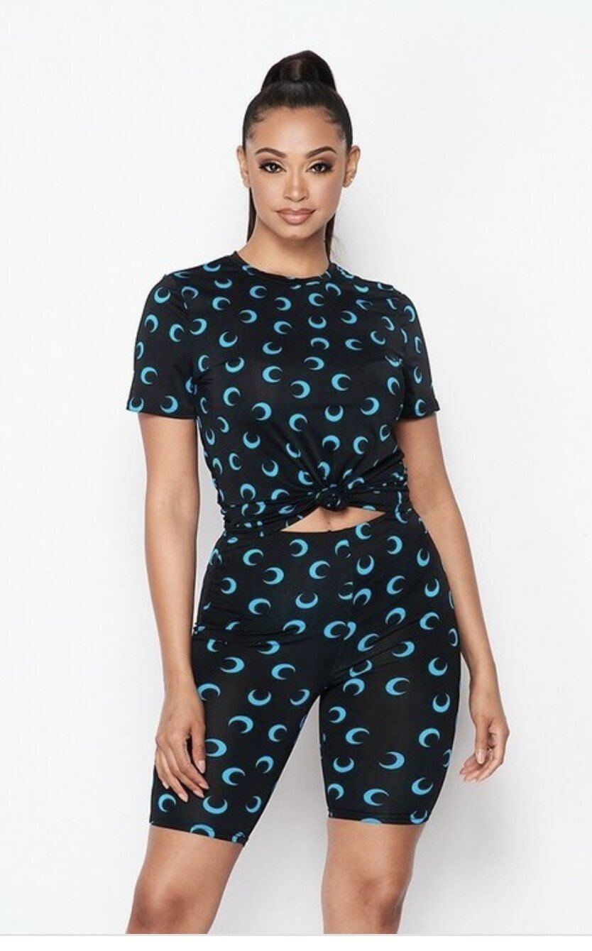 Moon Night Two Piece Biker Short Set - Klusiv LLC