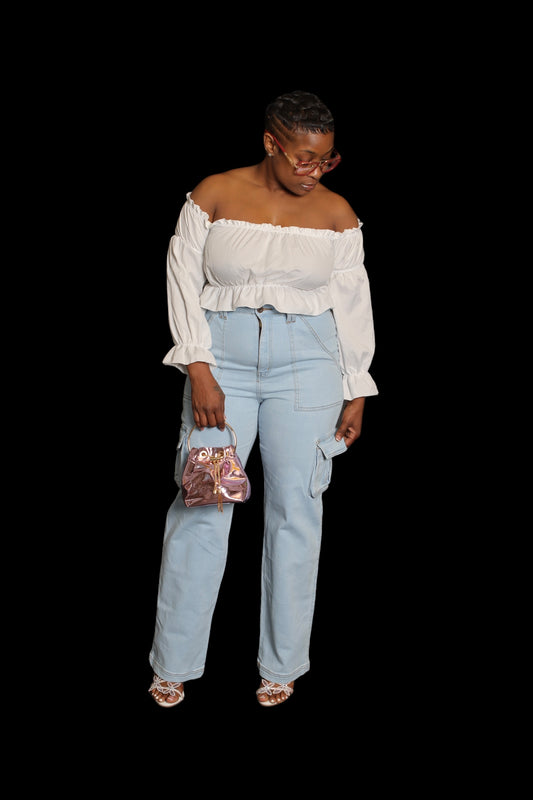 Light Denim Cargo Jeans