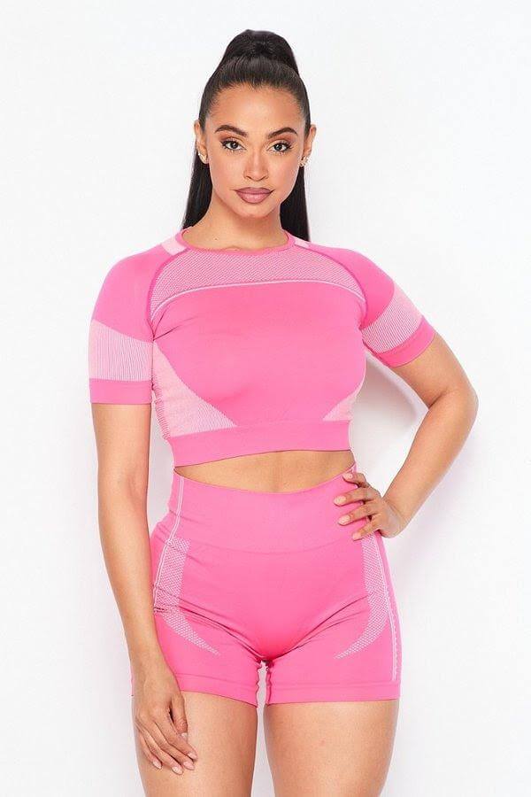 Seamless two piece biker short activewear set - Klusiv LLC