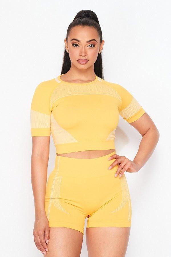 Seamless two piece biker short activewear set - Klusiv LLC