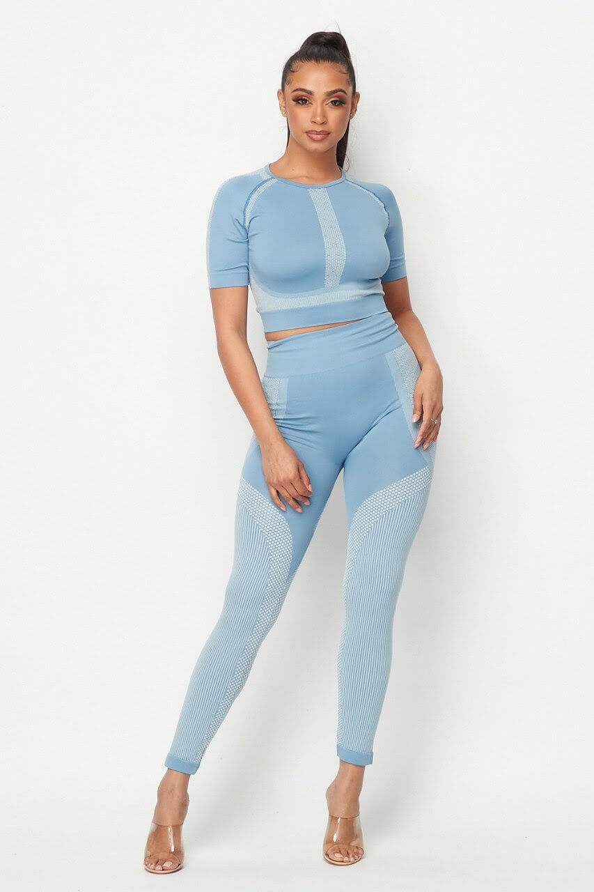 Seamless pastel two piece activewear set - Klusiv LLC