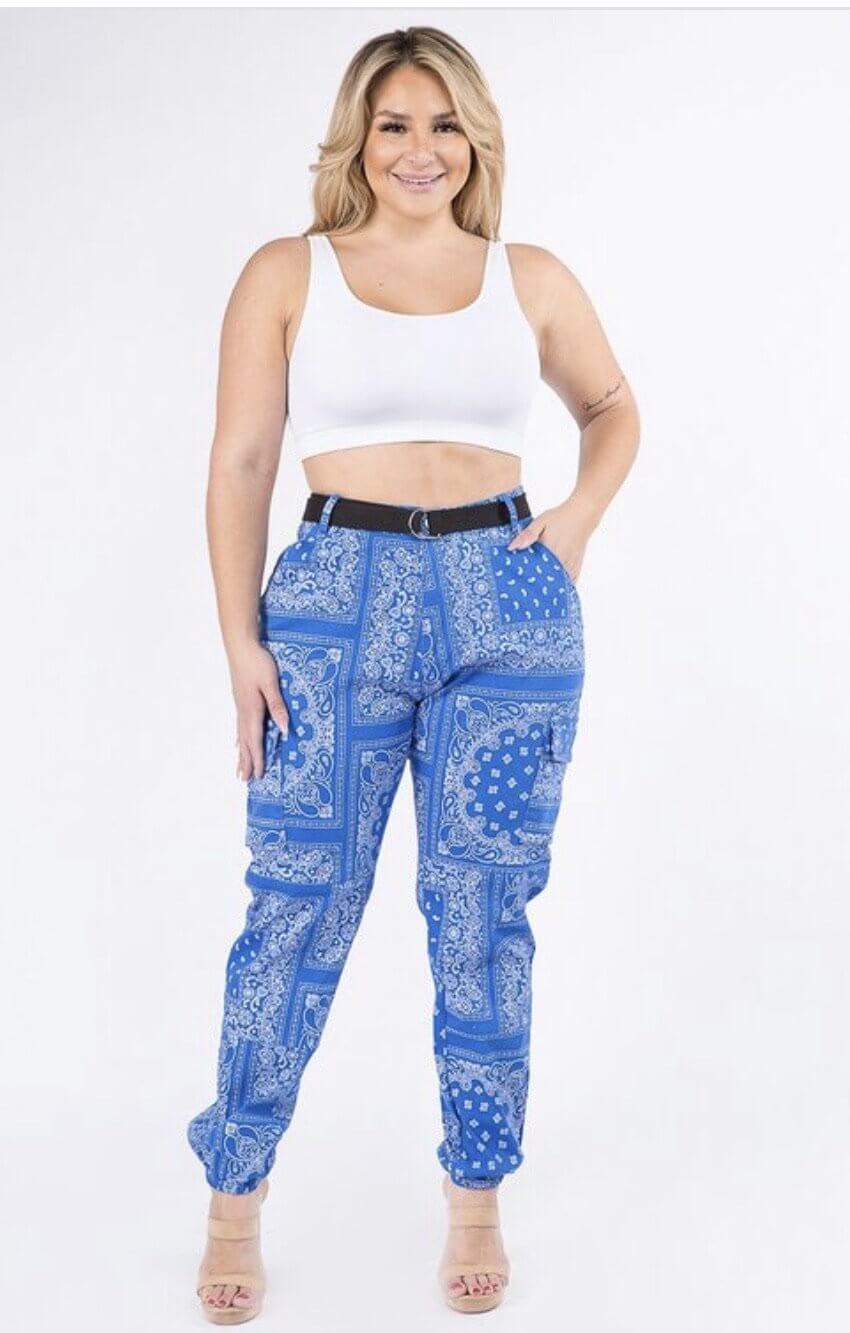 Plus Size Bandanna Pattern Joggers - Klusiv LLC