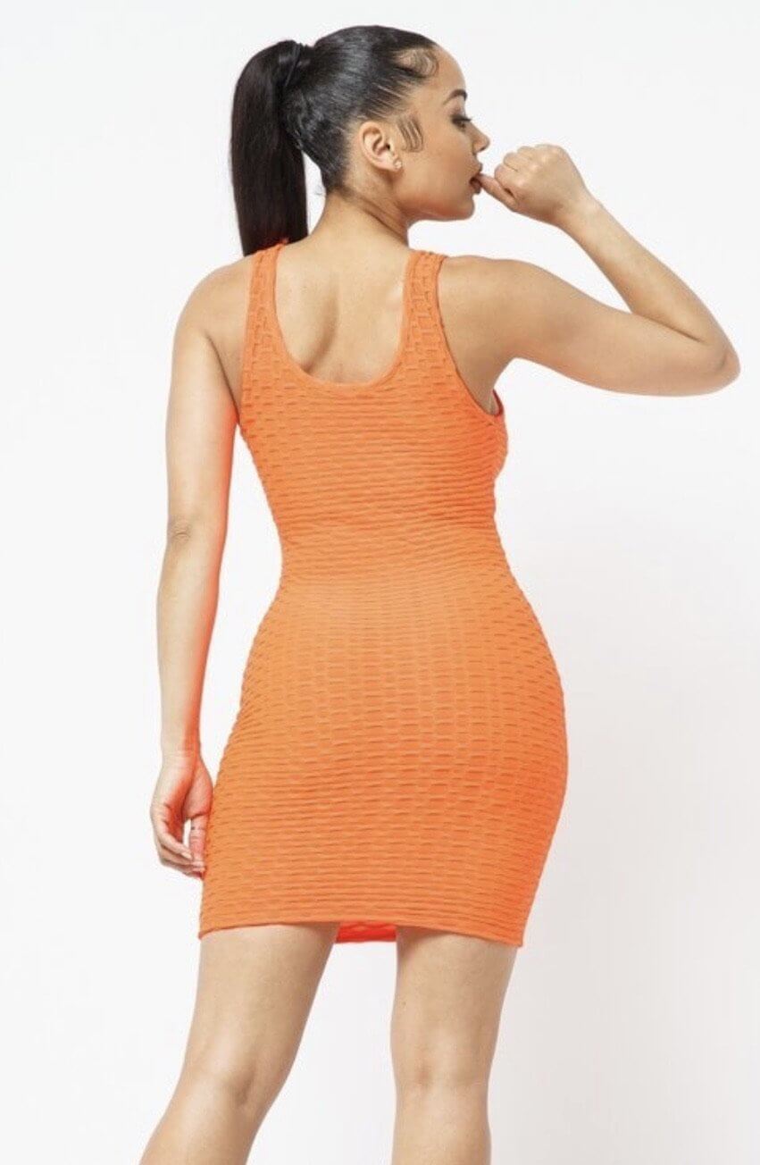 Honeycomb Jacquard Tank Bodycon Dress - Klusiv LLC