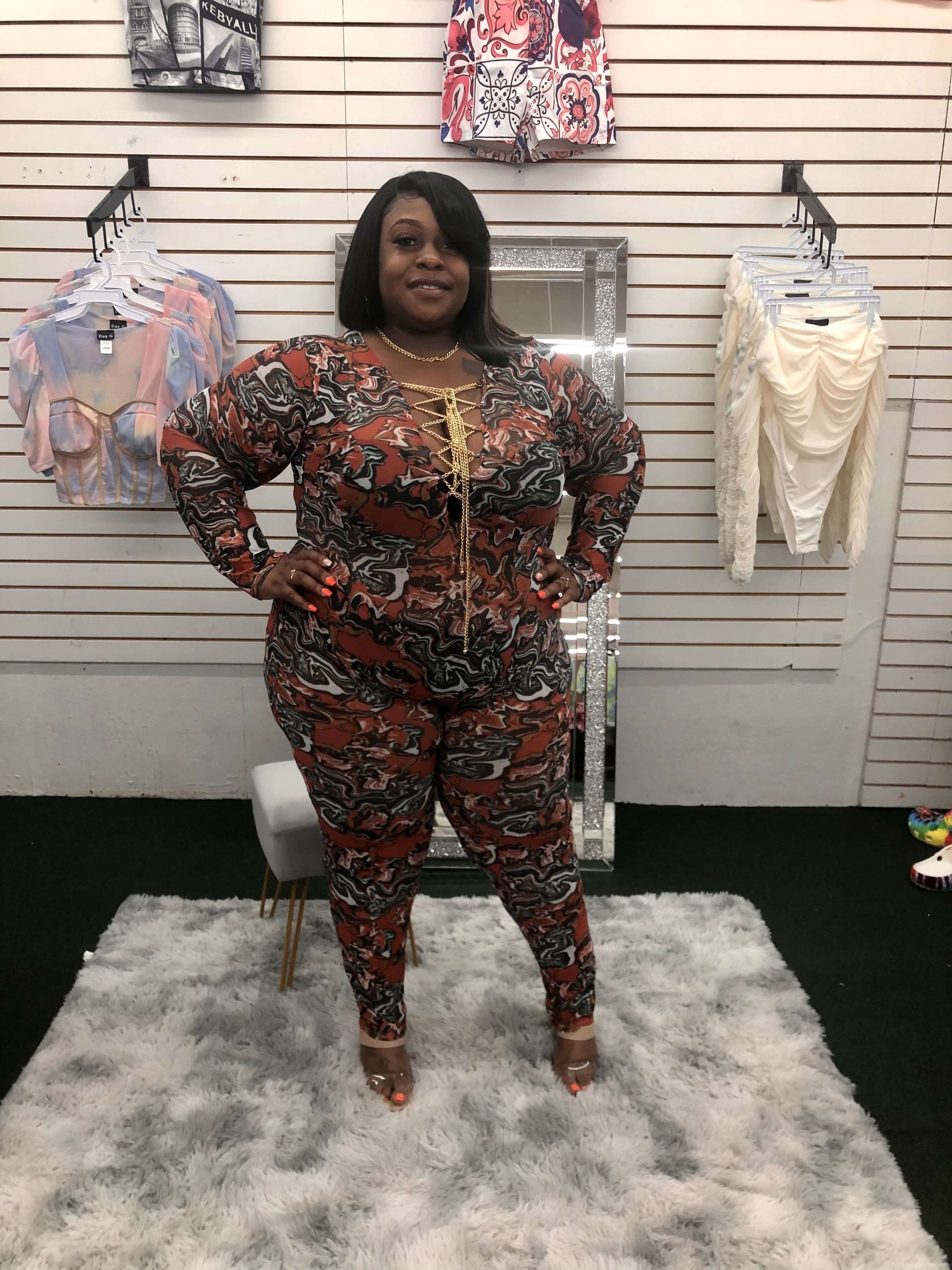 Stretch Mesh Jumpsuit - Klusiv LLC