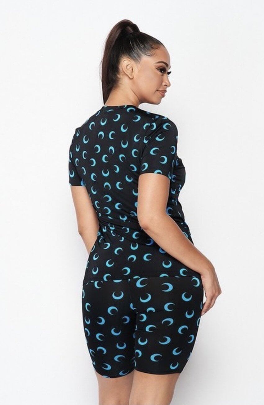 Moon Night Two Piece Biker Short Set - Klusiv LLC