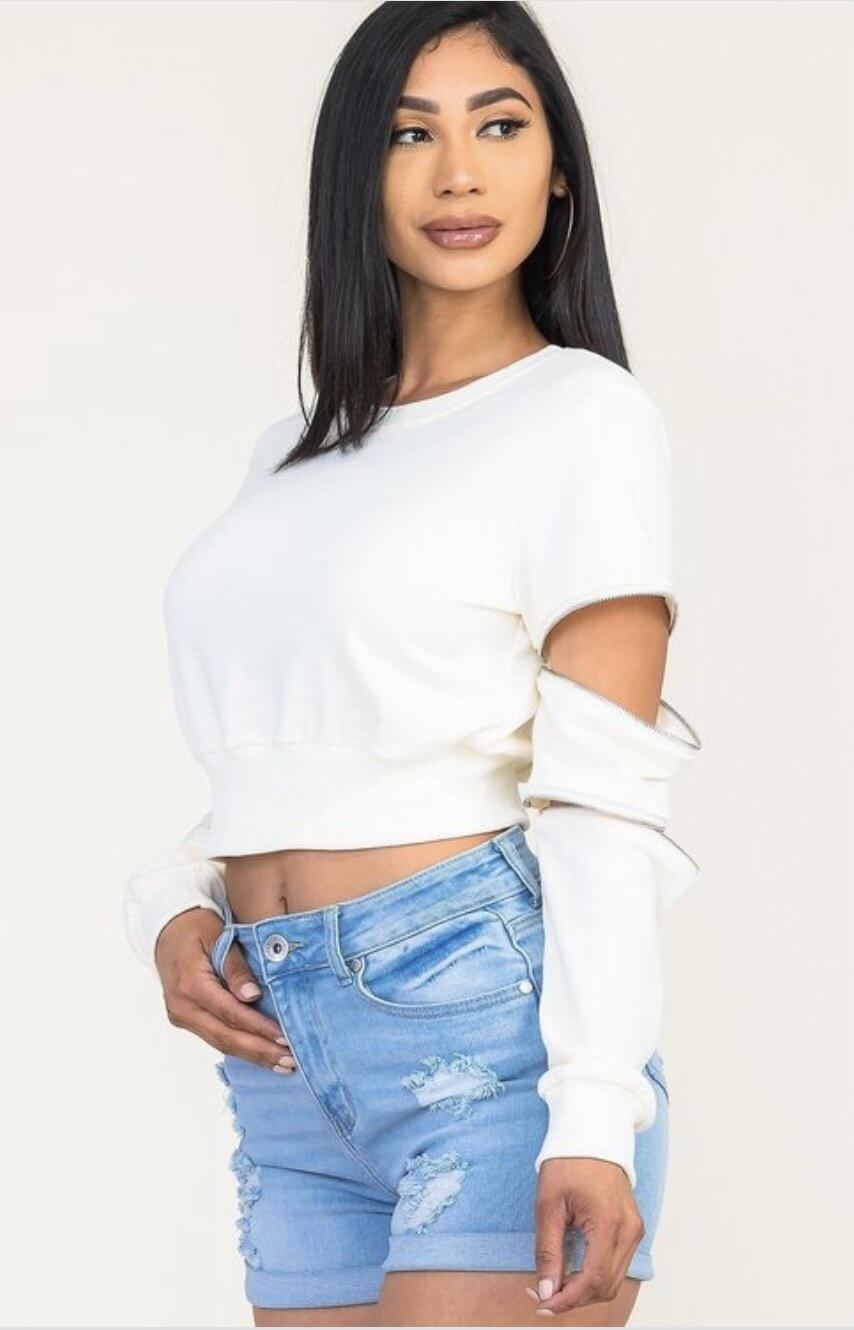 Zipper Detail Crop Top - Klusiv LLC