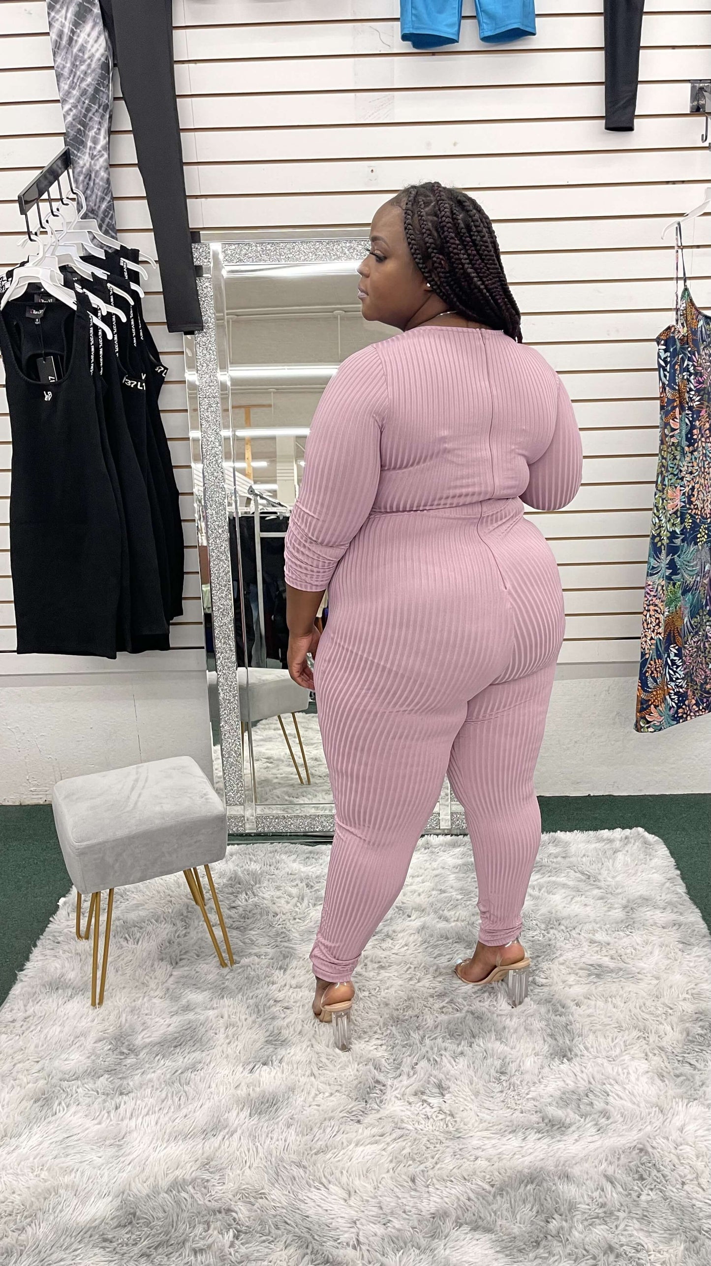 Plus Solid Contrast Overlock Jumpsuit - Klusiv LLC
