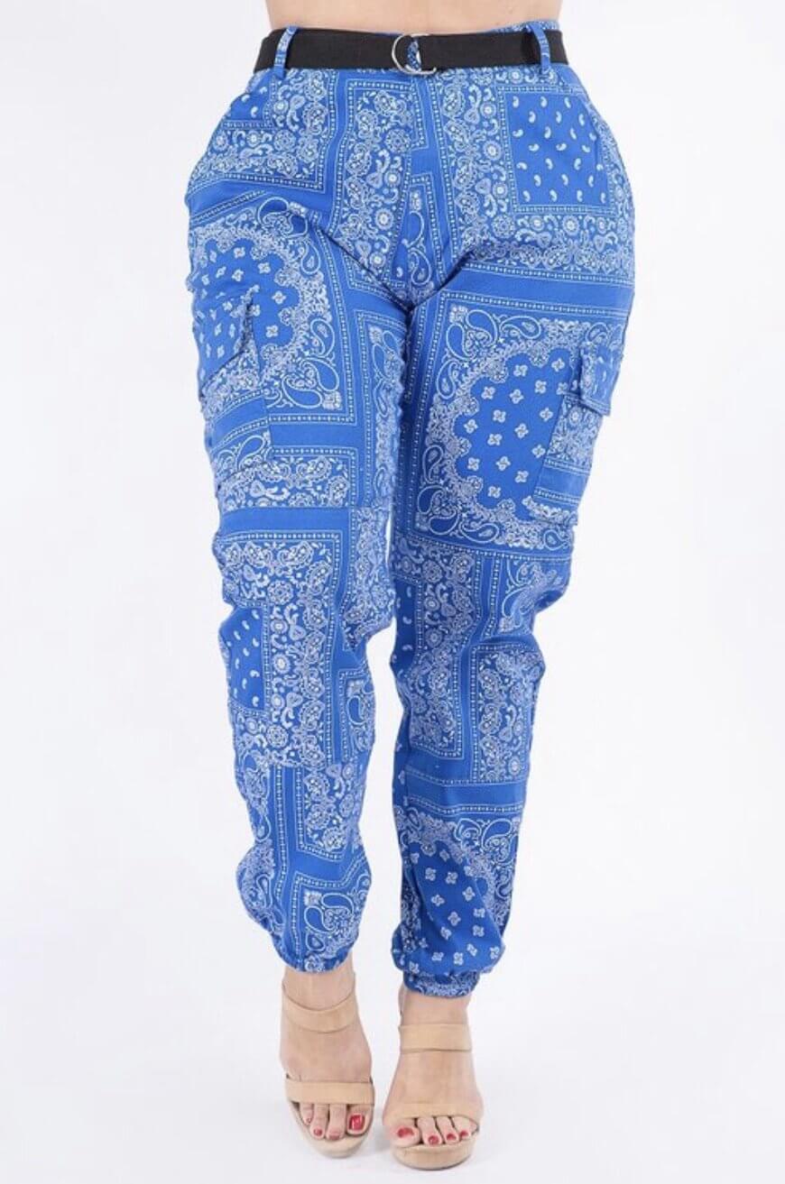 Plus Size Bandanna Pattern Joggers - Klusiv LLC