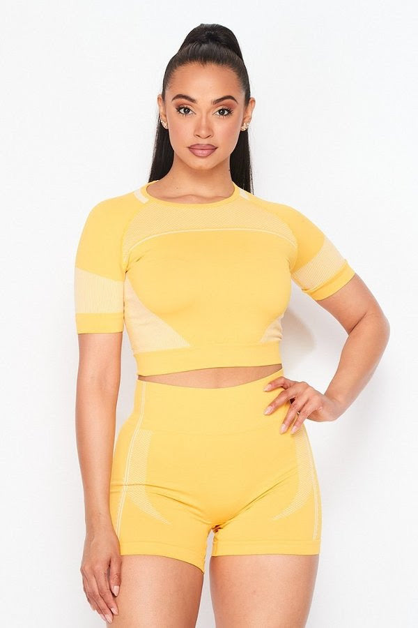 Seamless two piece biker short activewear set - Klusiv LLC