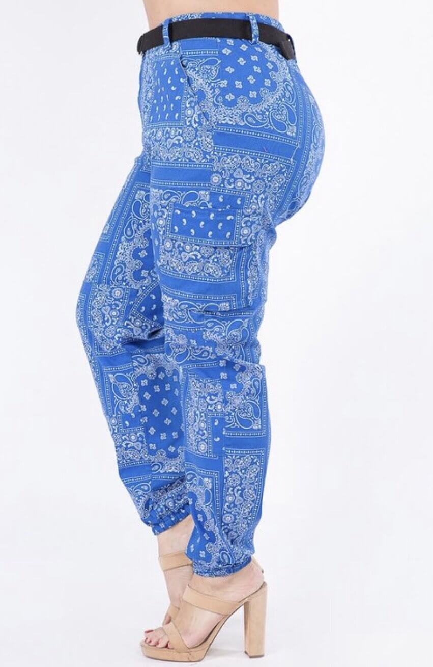 Plus Size Bandanna Pattern Joggers - Klusiv LLC