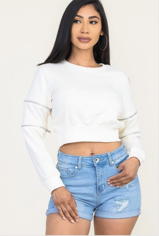 Zipper Detail Crop Top - Klusiv LLC