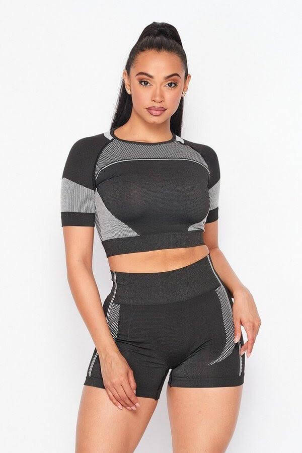 Seamless two piece biker short activewear set - Klusiv LLC