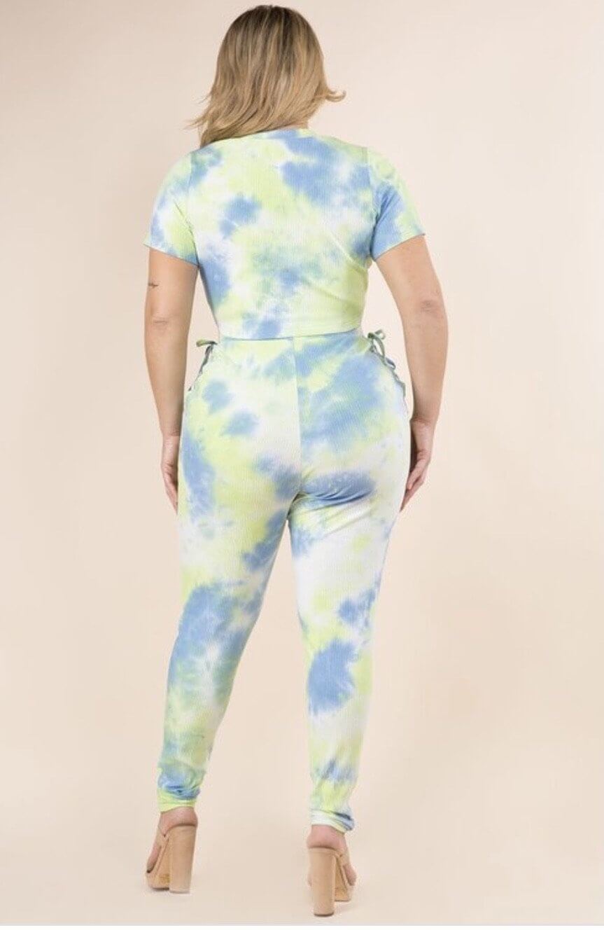 Pastel Plus Size Tie Dye Pant Set - Klusiv LLC