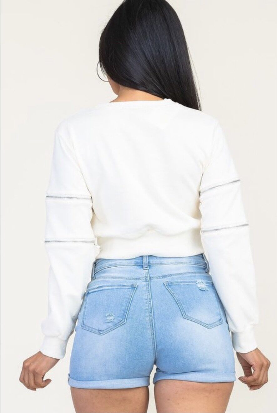 Zipper Detail Crop Top - Klusiv LLC